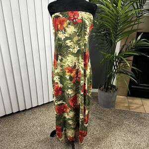 Rouge Collection Women's Plus Sz 2X Floral Green Orange Tube Maxi Dress Skirt